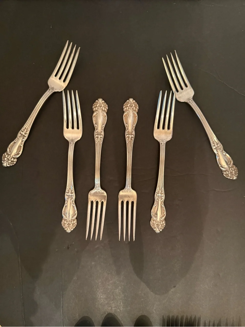 Reed & Barton Silver-Plated Ornate Dessert Forks - Set of 6